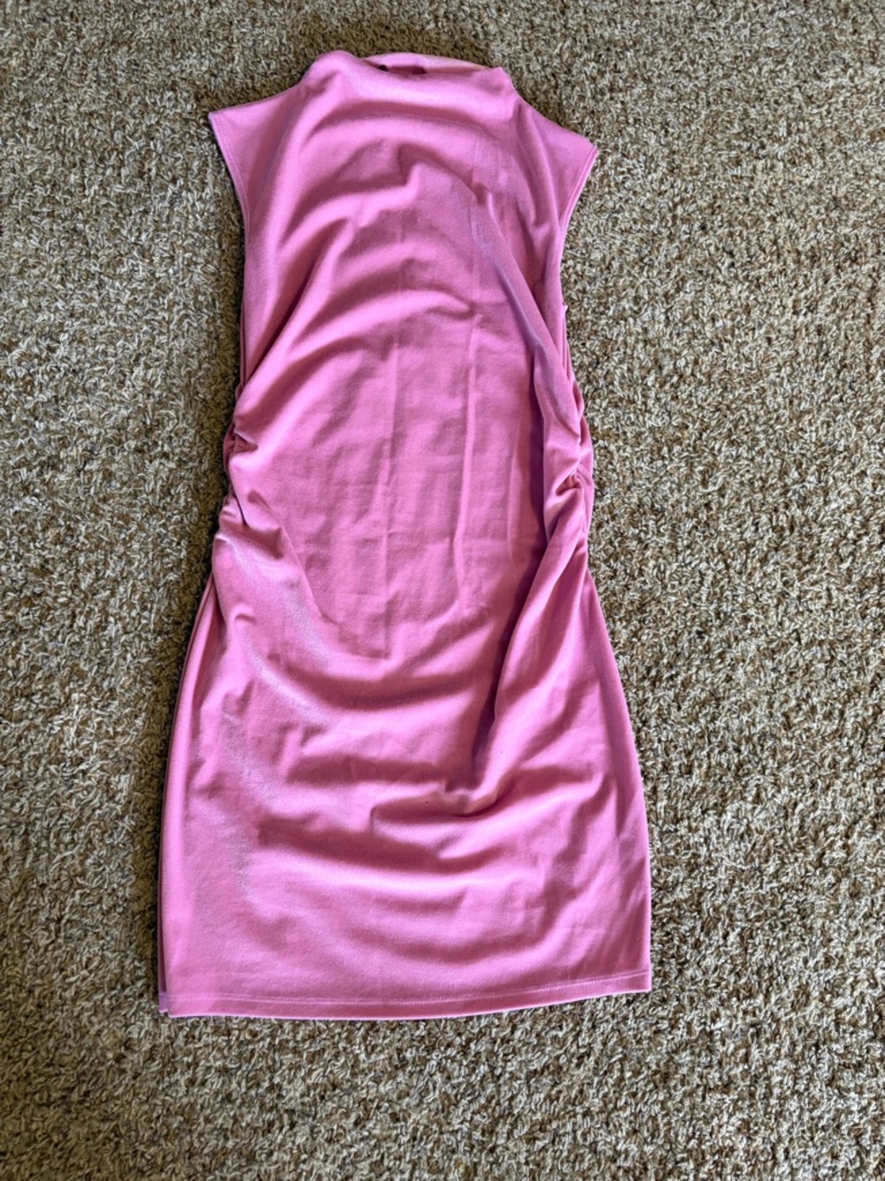 A New Day Sleeveless Velvet Pink Ruched Side Bodycon Dress